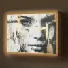 Portret - Vrouw - Penseelstreken - Goud Light Box met batterij (Wandlamp) middel -z3d_website