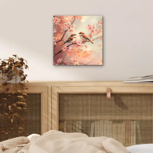 Vogels - Romantic - Bloesemtak aluminium wit klein -sfeer3