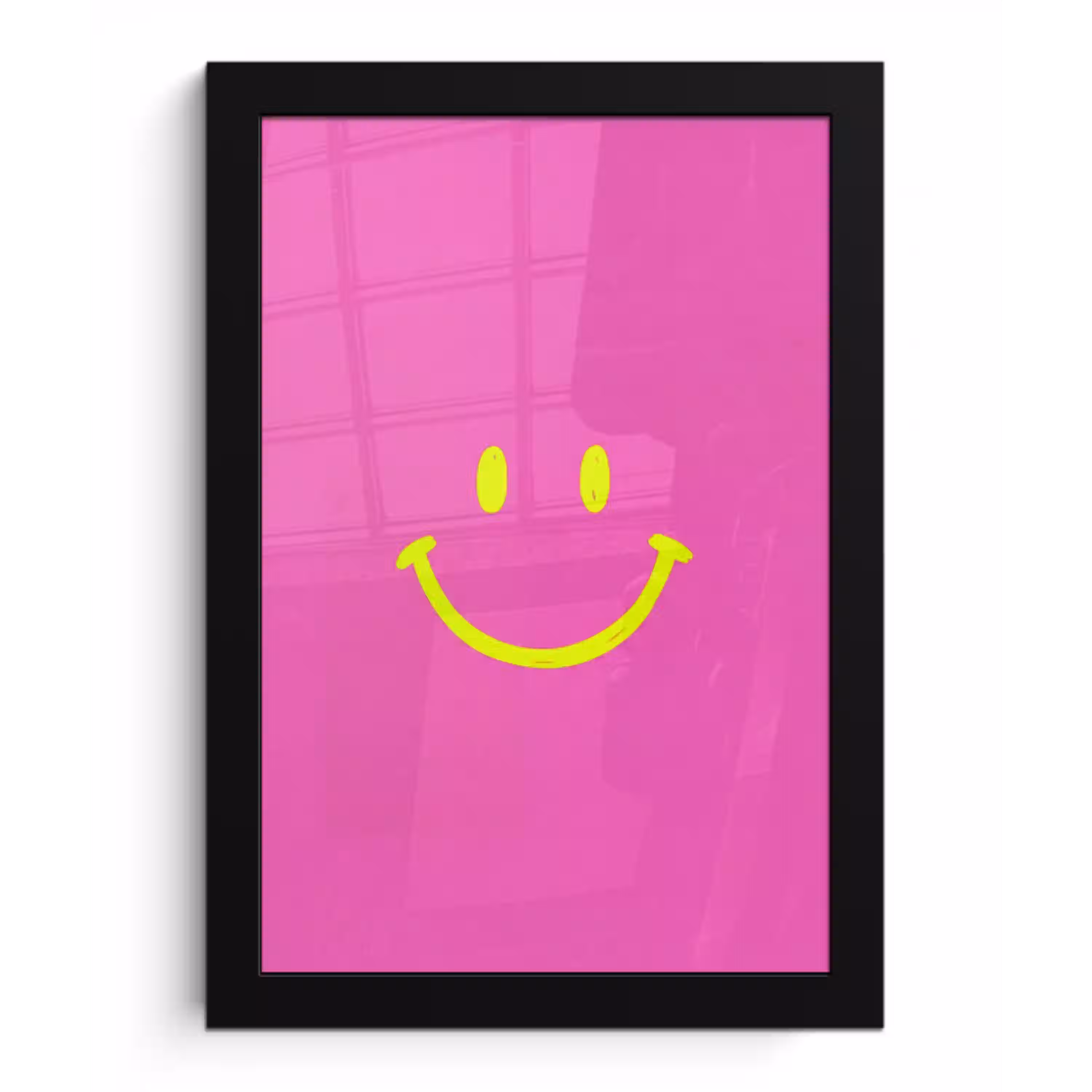 Smiley - Vrolijk - Roze fotolijst zwart zonder passe partout klein -3d