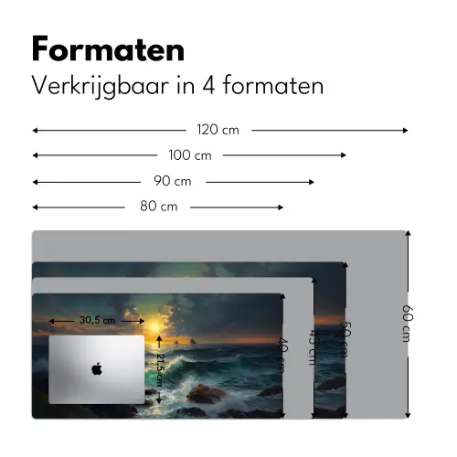 Zee - Zon - Golven - Rotsen Muismat XXL klein -sfeer5