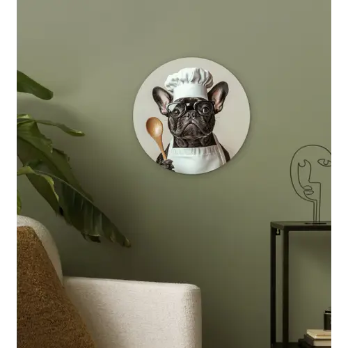 Bril - Hond - Kok Wandcirkel plexiglas klein -sfeer3