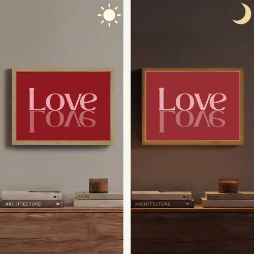 Love - Spiegeling - Rood Light Box met batterij (Wandlamp) middel -sfeer3