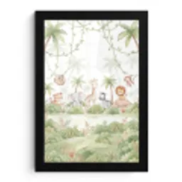 Dieren - Jungle - Pastel fotolijst zwart zonder passe partout klein -3d