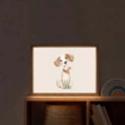 Hond - Pup - Beige - Stippen Light Box met batterij (Wandlamp kind) middel -sfeer1_kind