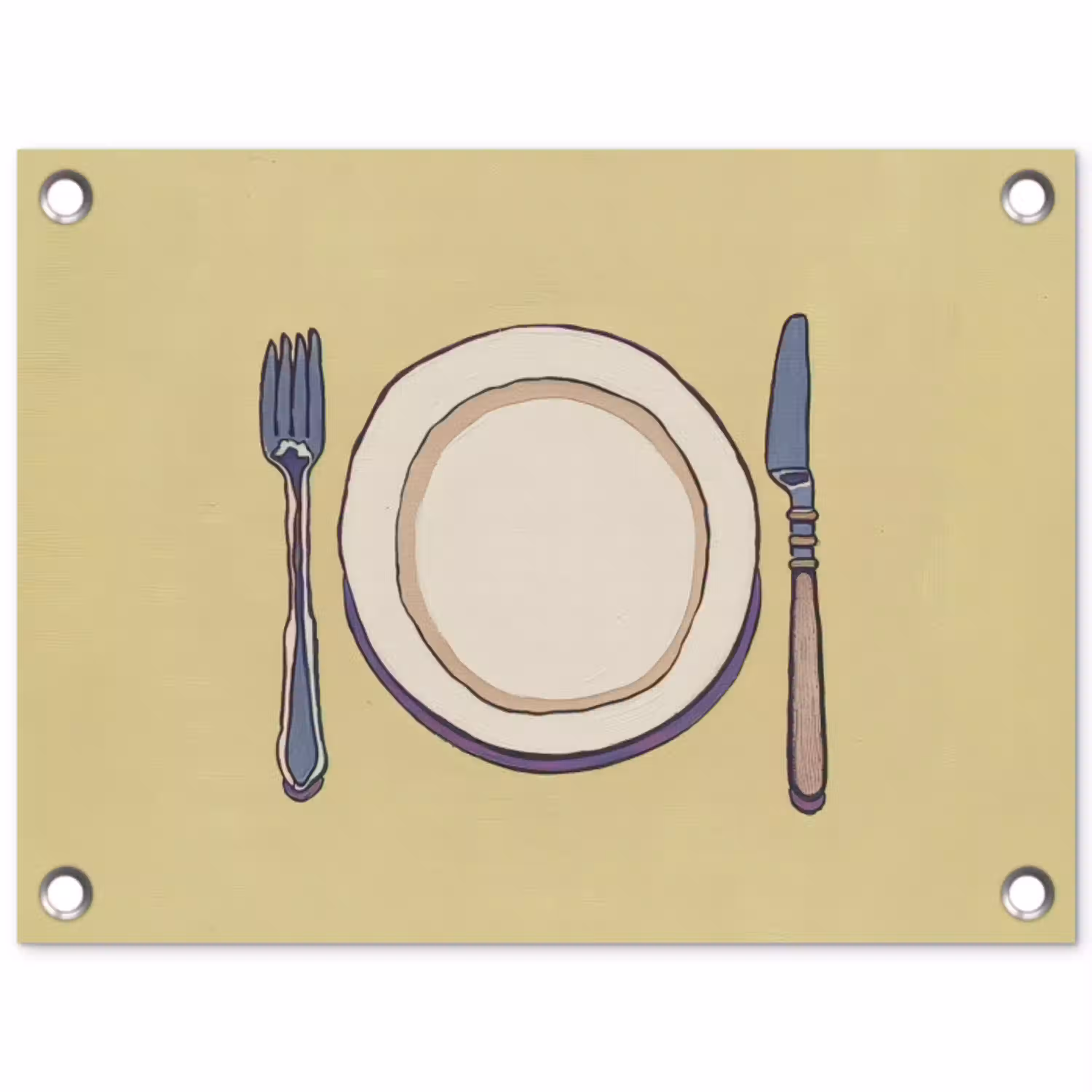 Illustratie - Bord - Bestek - Beige tuinposter los doek klein -3d