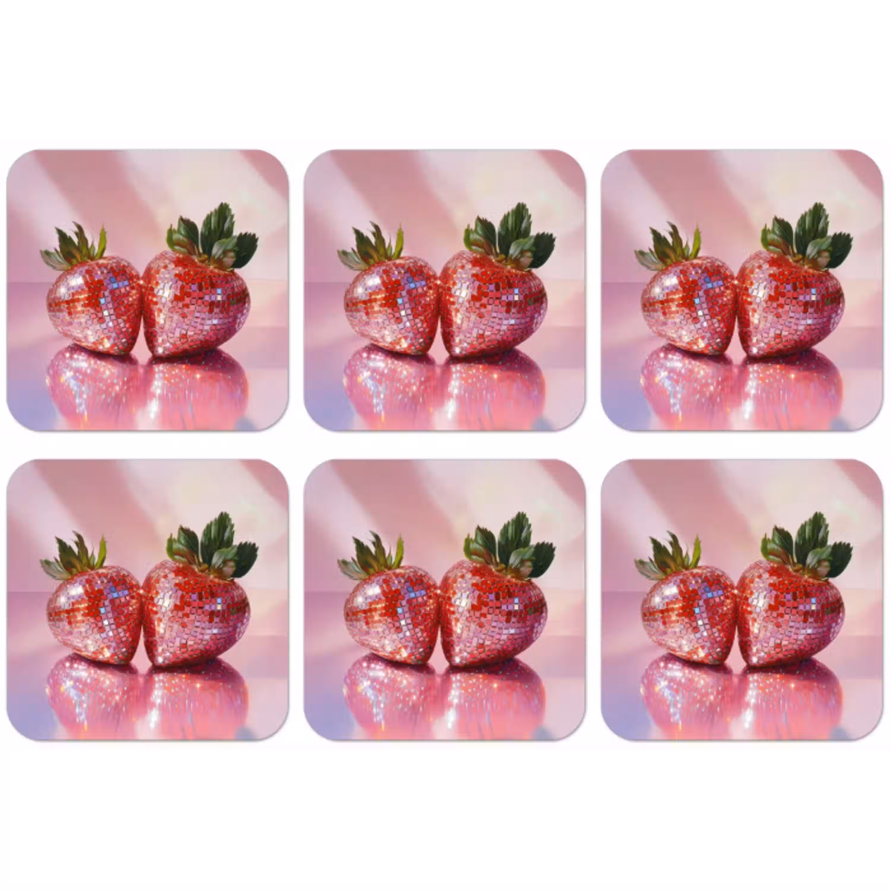 Disco - Fruit - Glitter - Strawberry onderzetter kurk middel -zkaufland3dotto