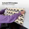 Waaier - Patroon - Zwart - Beige Inductie beschemer met haakjes klein 777 -ky-ophangen-nl