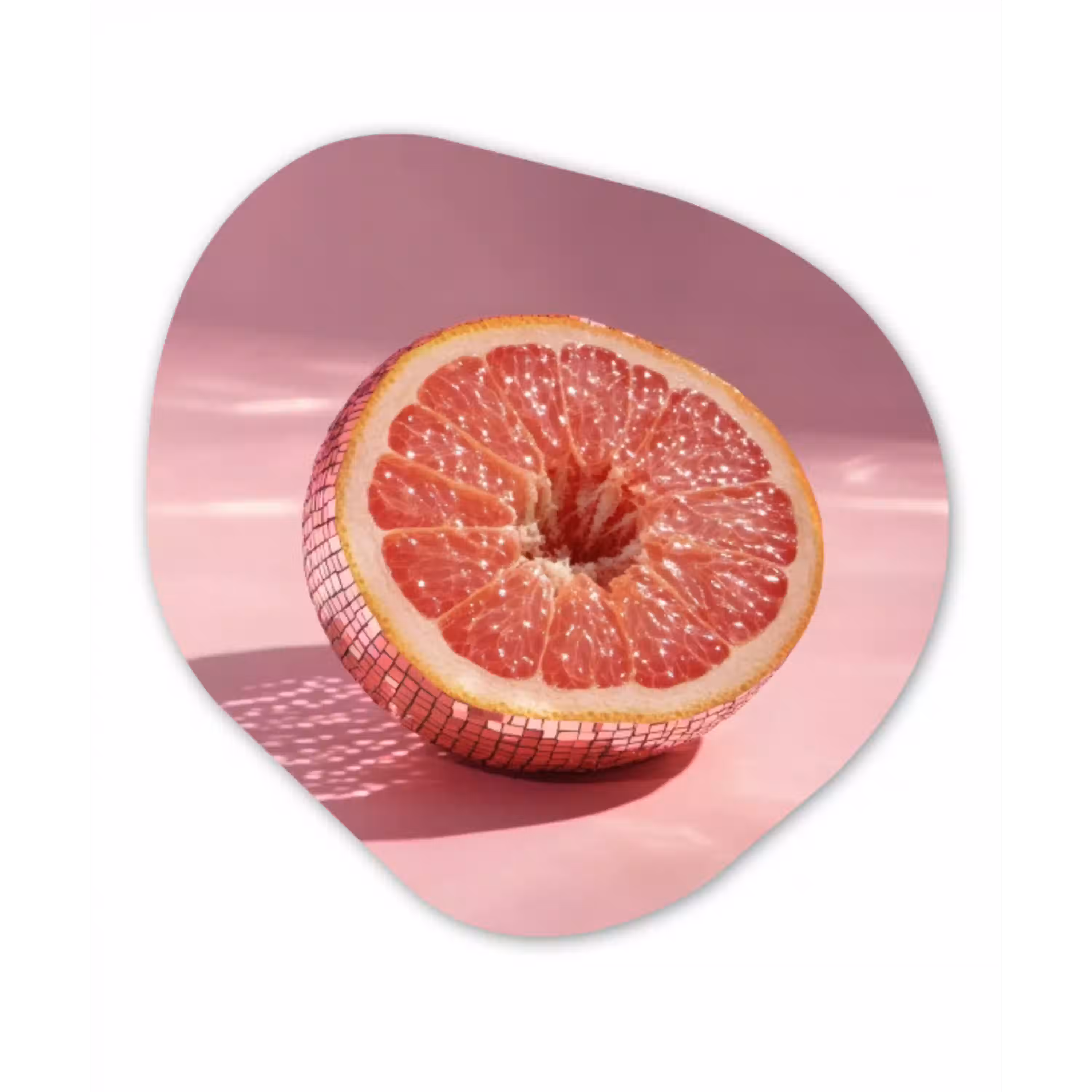 Grapefruit - Roze - Disco - Shiny Wandcirkel Organisch Forex 3mm klein -3d