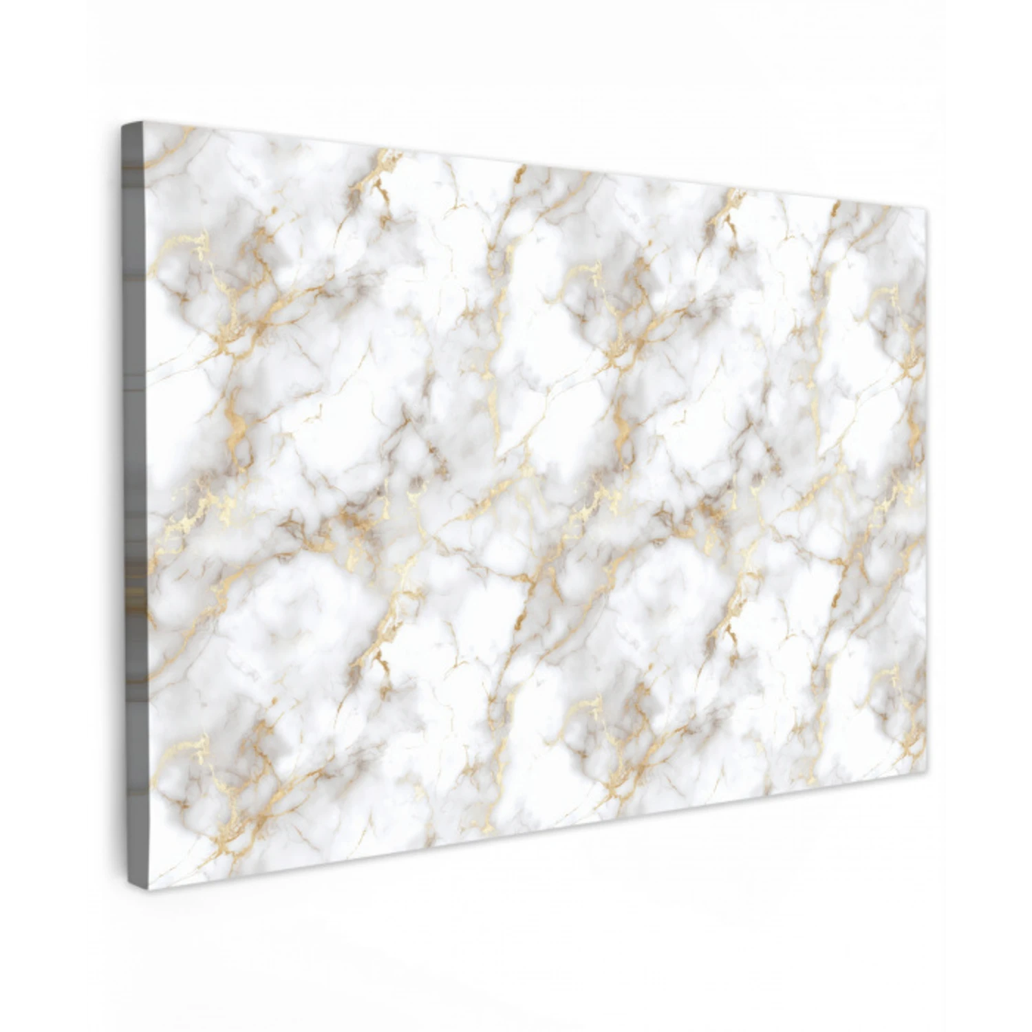 Gouden aders - Marmer - Wit Tuinposter op houten frame 2 cm dik klein 845 -3d