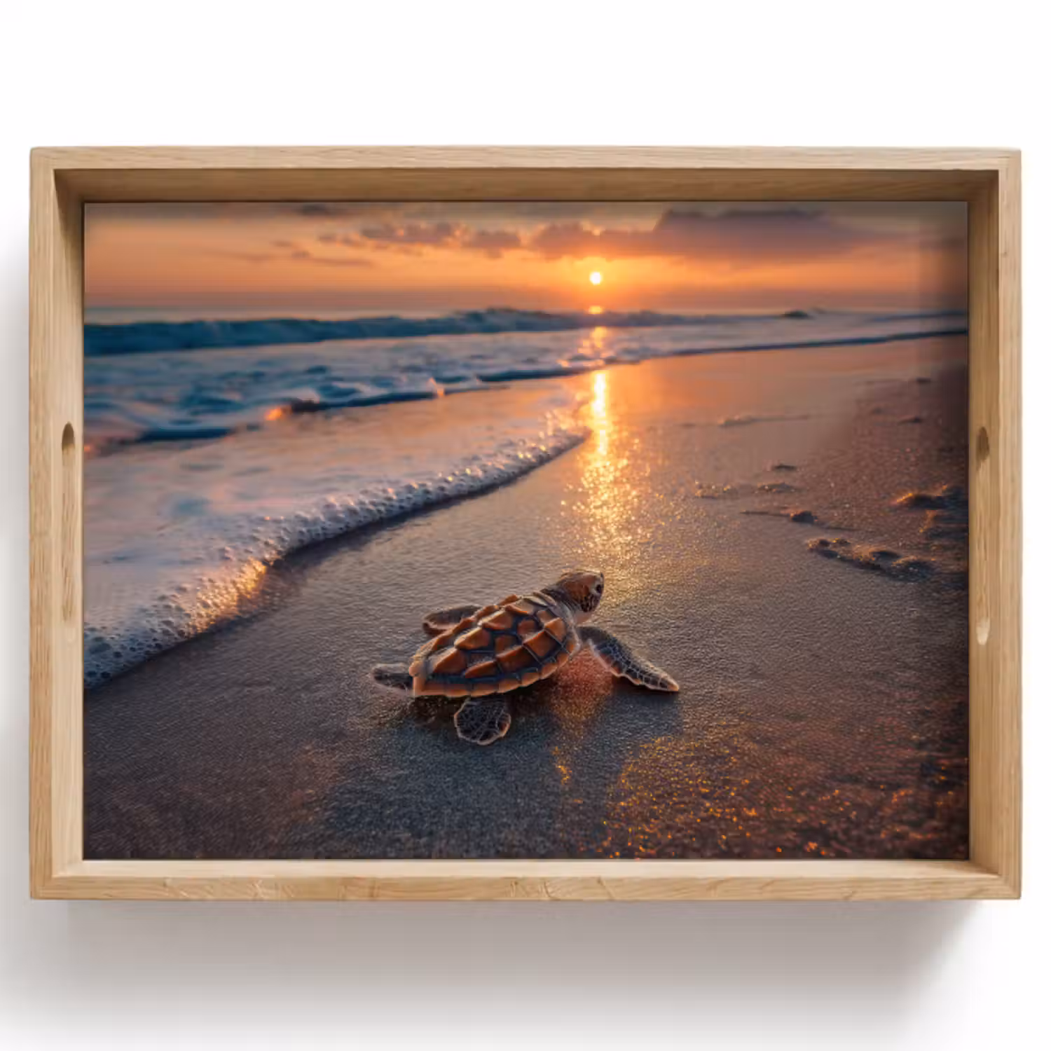 Dienblad - Schildpad - strand - Zonsondergang
