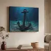 Anker - Ijzer - Zeebodem - Zand Textielframe zwart klein -sfeer3