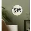 Wereldkaart - Zwart - Inkt Wandcirkel behangsticker klein -sfeer2