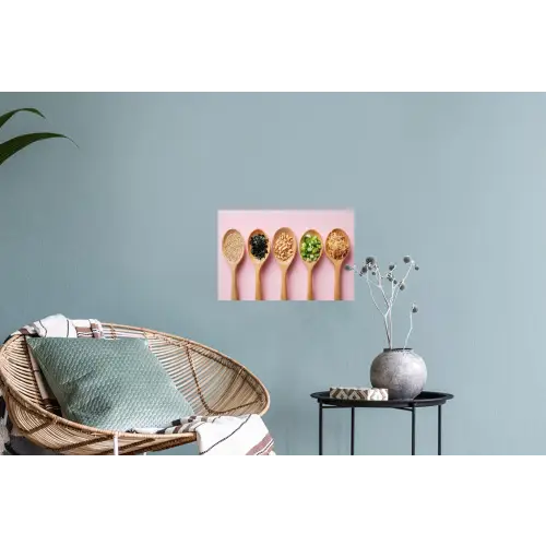 Ingrediënten - Lepels - Hout - Roze Muursticker klein -plant