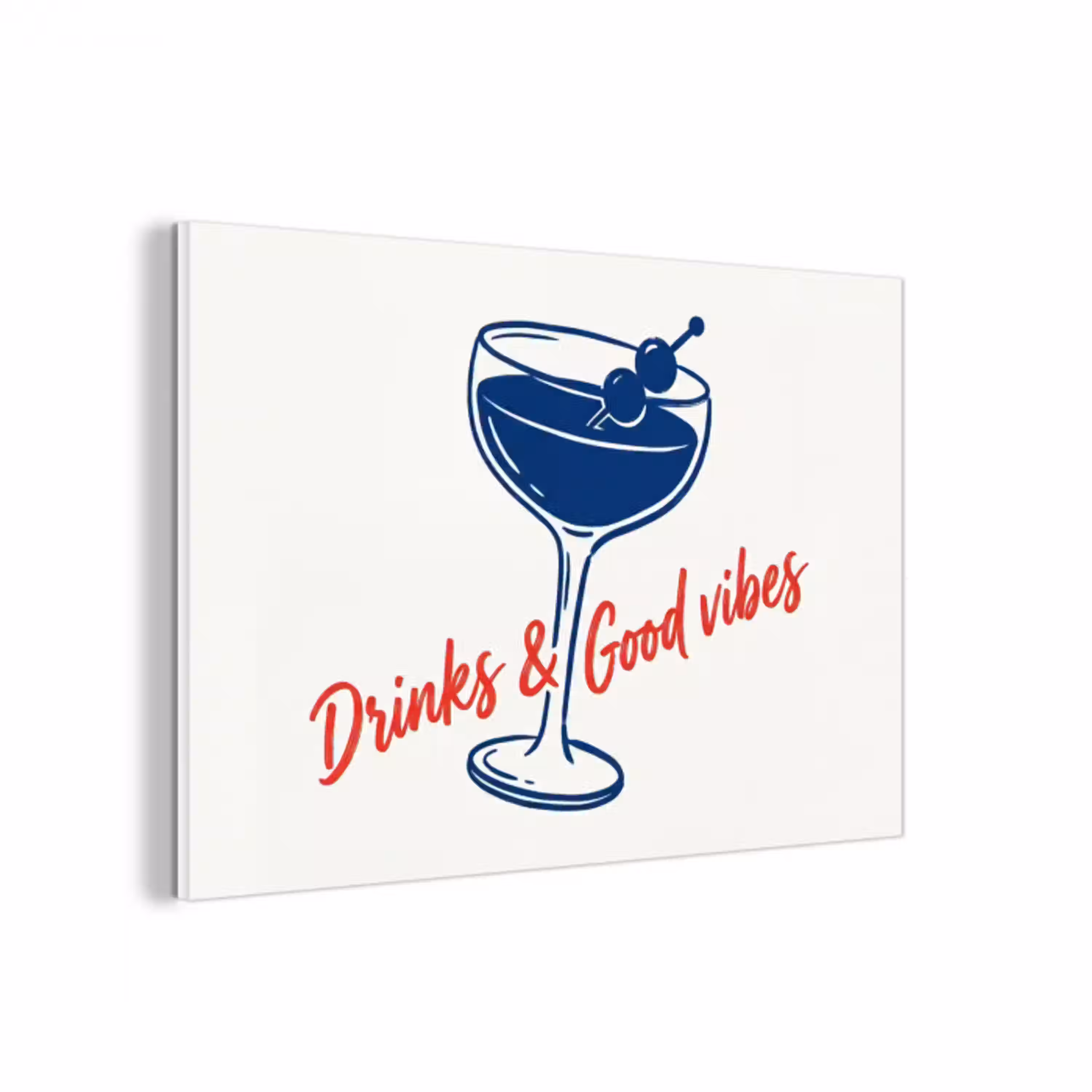 Cocktail - Glas - Illustratie - Blauw - Wit forex 5mm xxl -3d