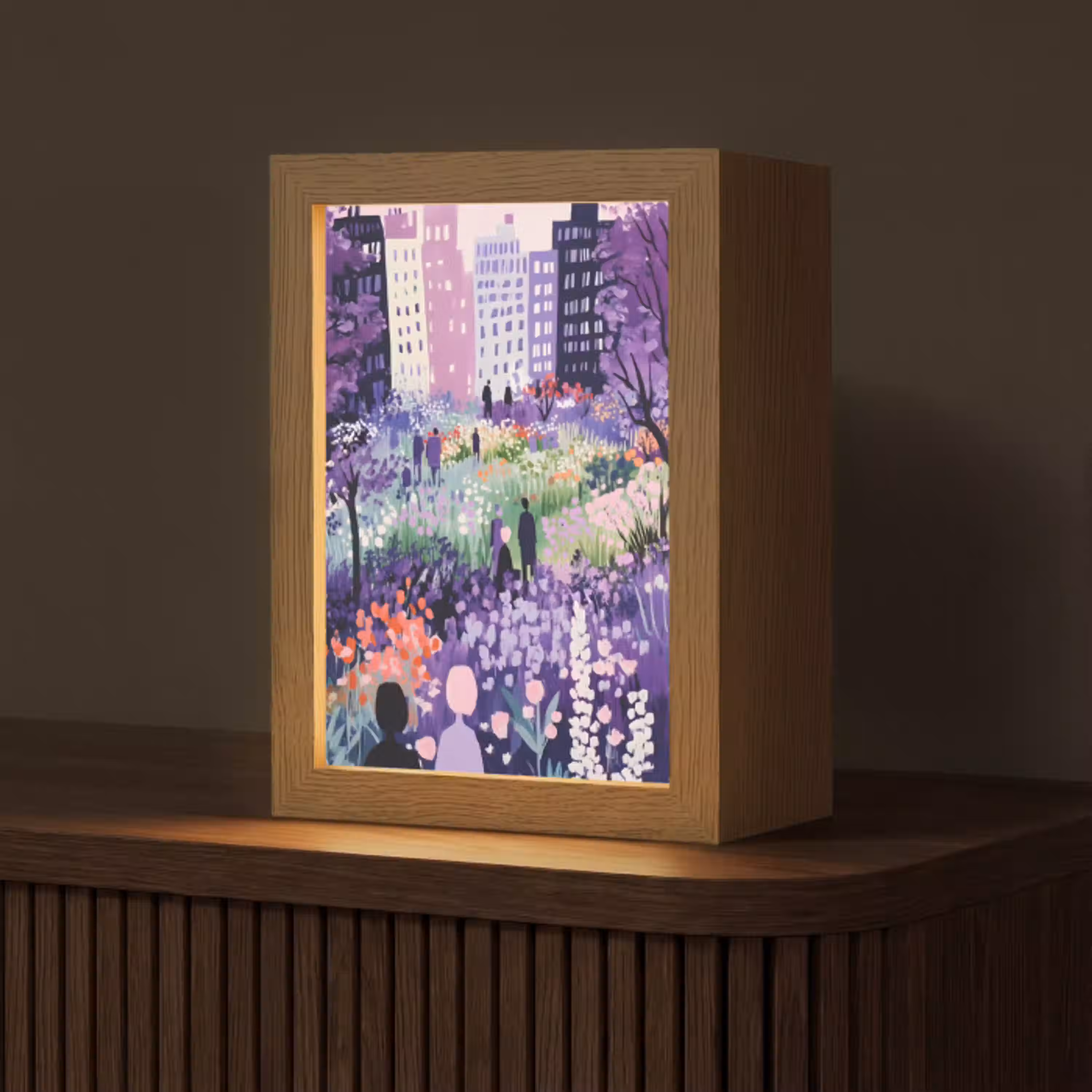 Park - Bomen - Bloemen - Gebouwen Light Box met kabel (Tafellamp) klein -z3d_website