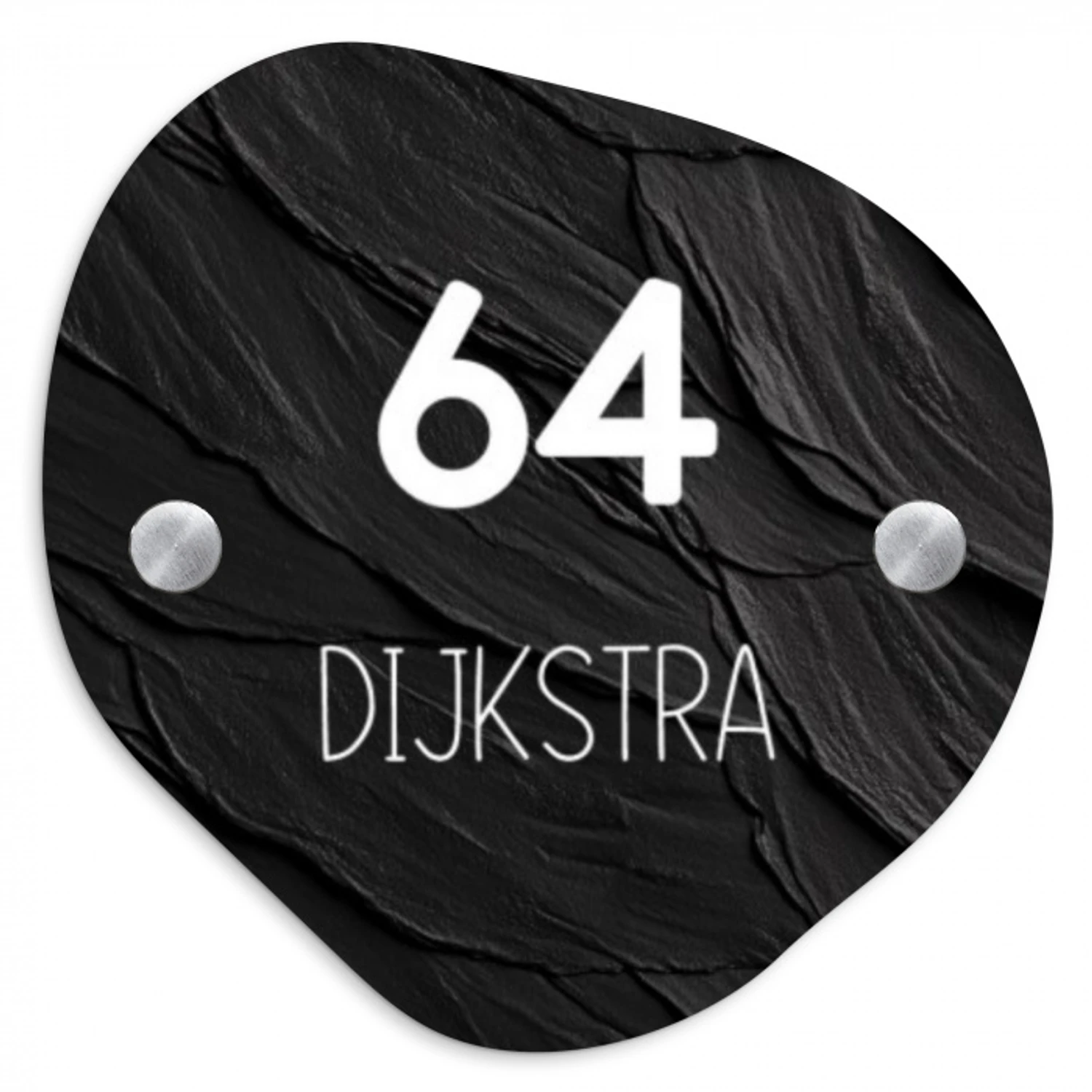 Leisteen - Modern Naambord Organisch klein -3d