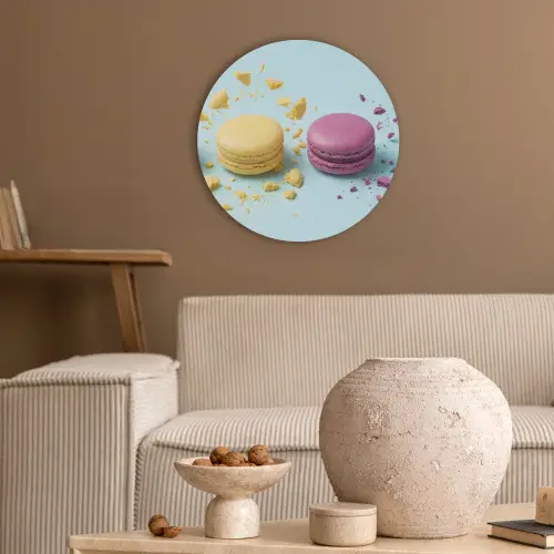 Macarons - Kleurrijk - Pastel Akoestische PET Vilt - Rond klein -sfeer1