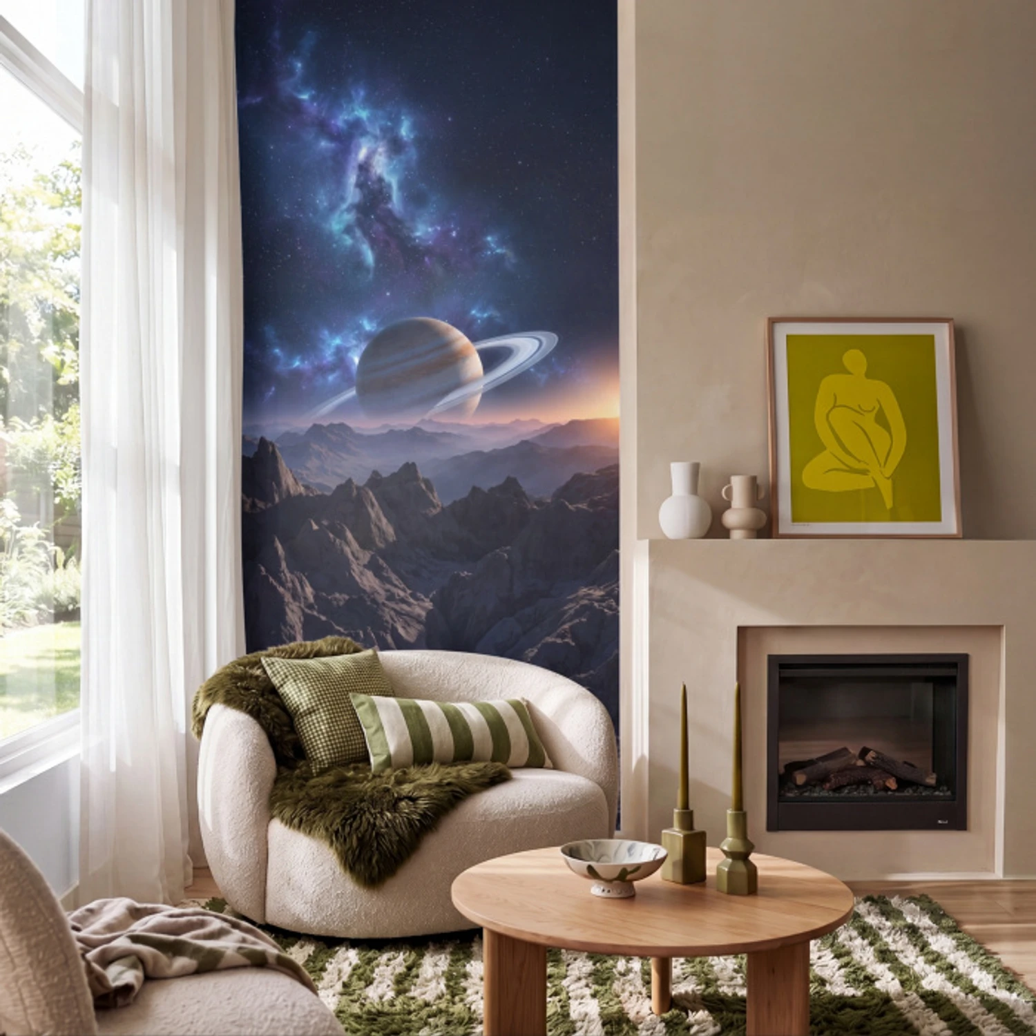 Fantasy - Kosmos - Landschap Behang Vinyl klein -sfeer2