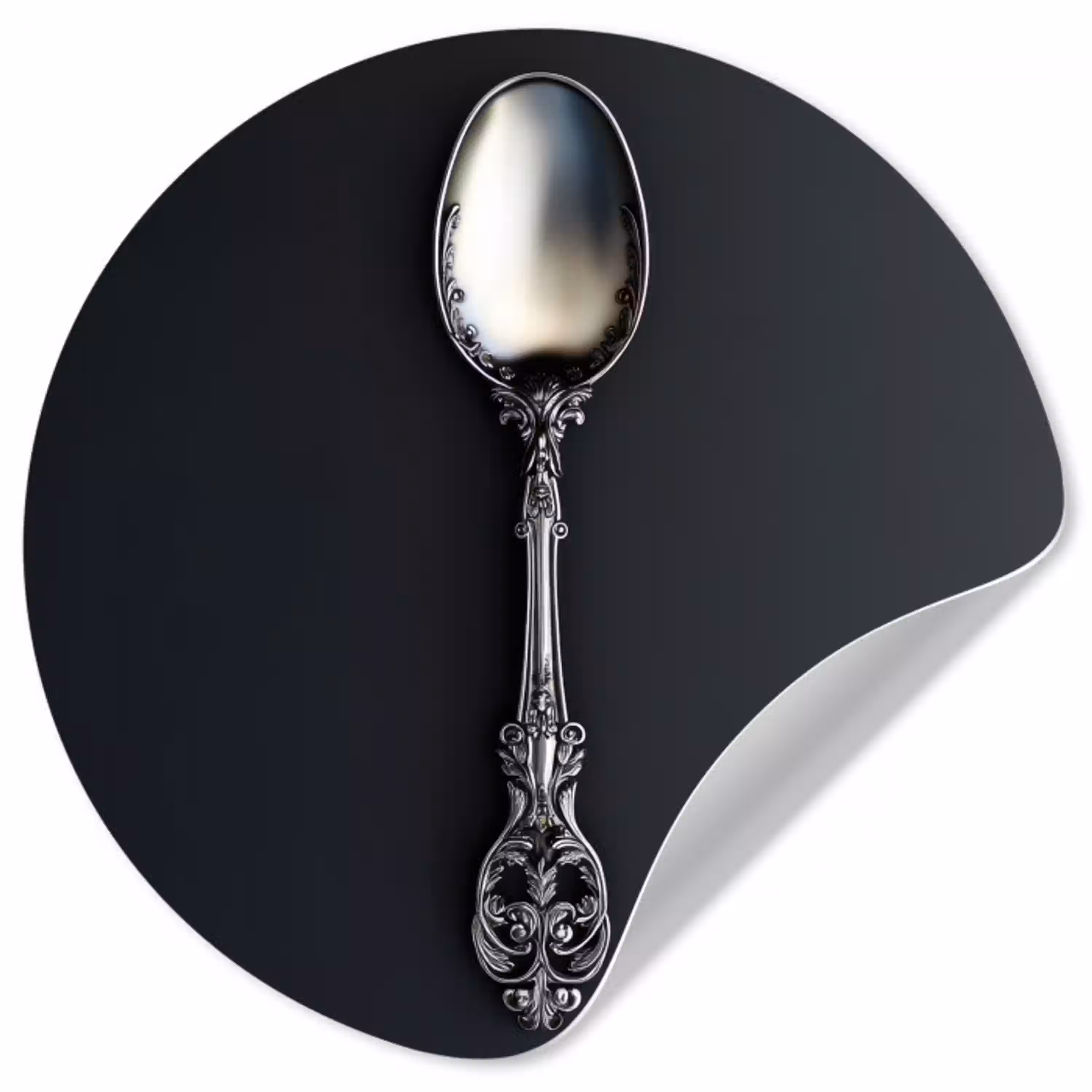 Lepel - Zilver - Metaal Wandcirkel behangsticker klein -3d