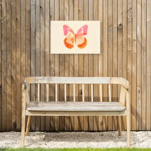 Oranje - Vlinder - Minimalistisch Tuinposter op houten frame 2 cm dik klein -sfeer4