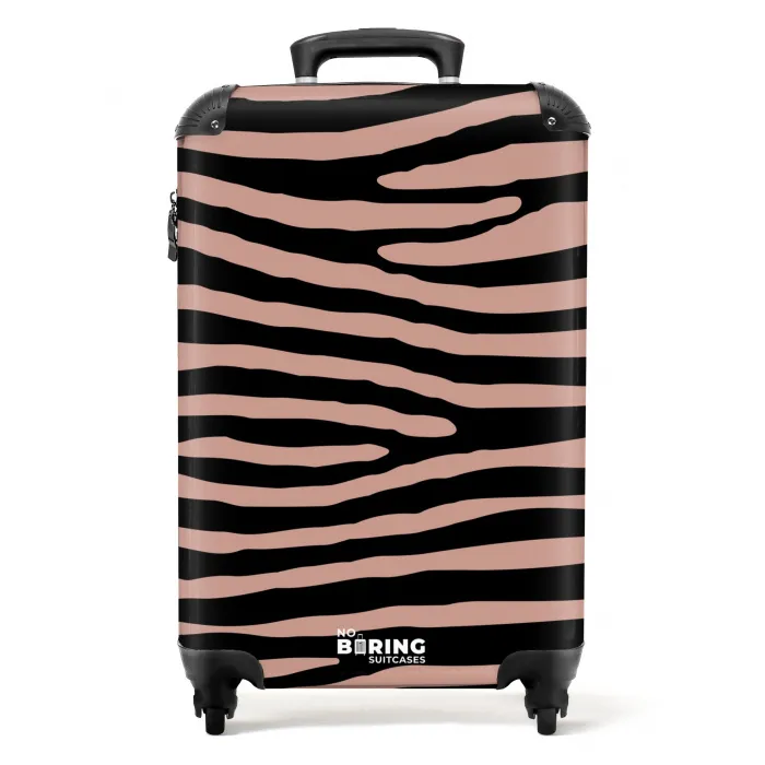 Zebrastrepen op roze NBS - Handbagage koffer - Kinderen Unisex middel -productfoto_recht