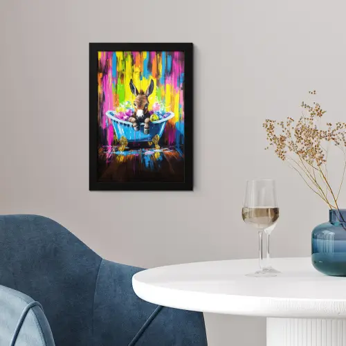 Ezel - Badkuip - Roze - Schuim fotolijst zwart zonder passe partout klein -sfeer4