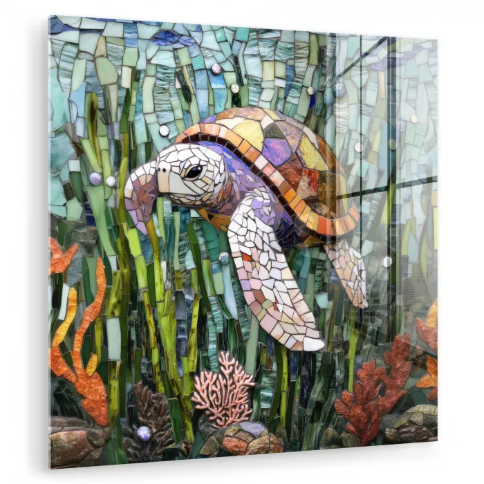 Schildpad - Zeewier - Mozaïek plexiglas 5mm klein -zzzproduct_nieuw