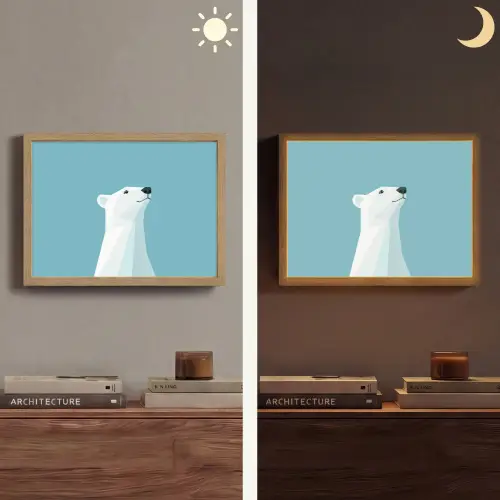 Ijsbeer - Lichtblauw - Minimalistisch Light Box met batterij (Wandlamp) middel -sfeer3