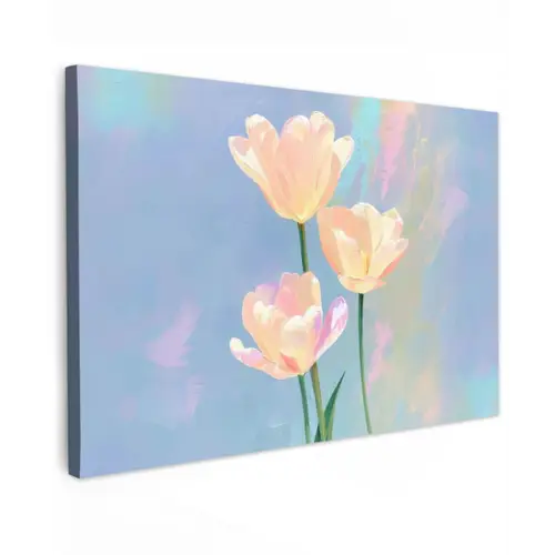 Tulpen - Roze accenten - Blauw canvas 2cm klein -z3d