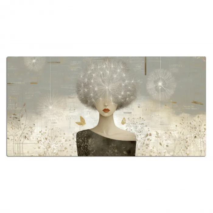 Pluis - Vrouw - Beige Muismat XXL klein -3d_leeg