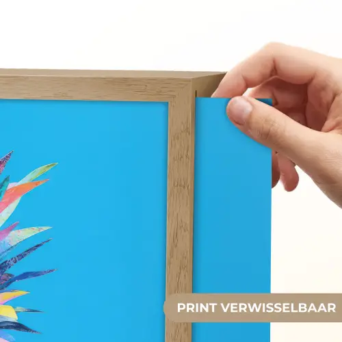 Ananas - Blauw - Tropisch - Vrolijk Light Box met batterij (Wandlamp) middel -USP_websiteprintNL