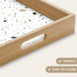 Terrazzo - Patroon - Wit - Neutraal Dienblad Rechthoek middel 911 -USP_HandgreepEN