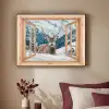 Doorkijk - Hert - Landschap - Winter - Natuur - Dieren - Bergen Textielframe - compleet frame klein -sfeer1