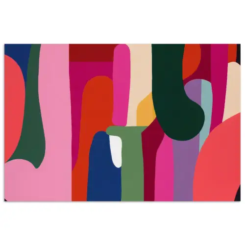 Kleurvakken - Recht - Rond - Abstract poster papier klein -3d