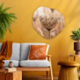 Schermbloem - Droogbloem - Winter - Beige - Minimalistisch Wandcirkel Organisch Aluminium middel -sfeer4