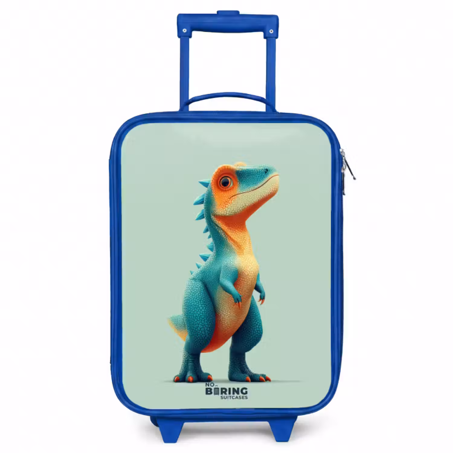Kinderkoffer - Blauw - Stoere dino met grote ogen