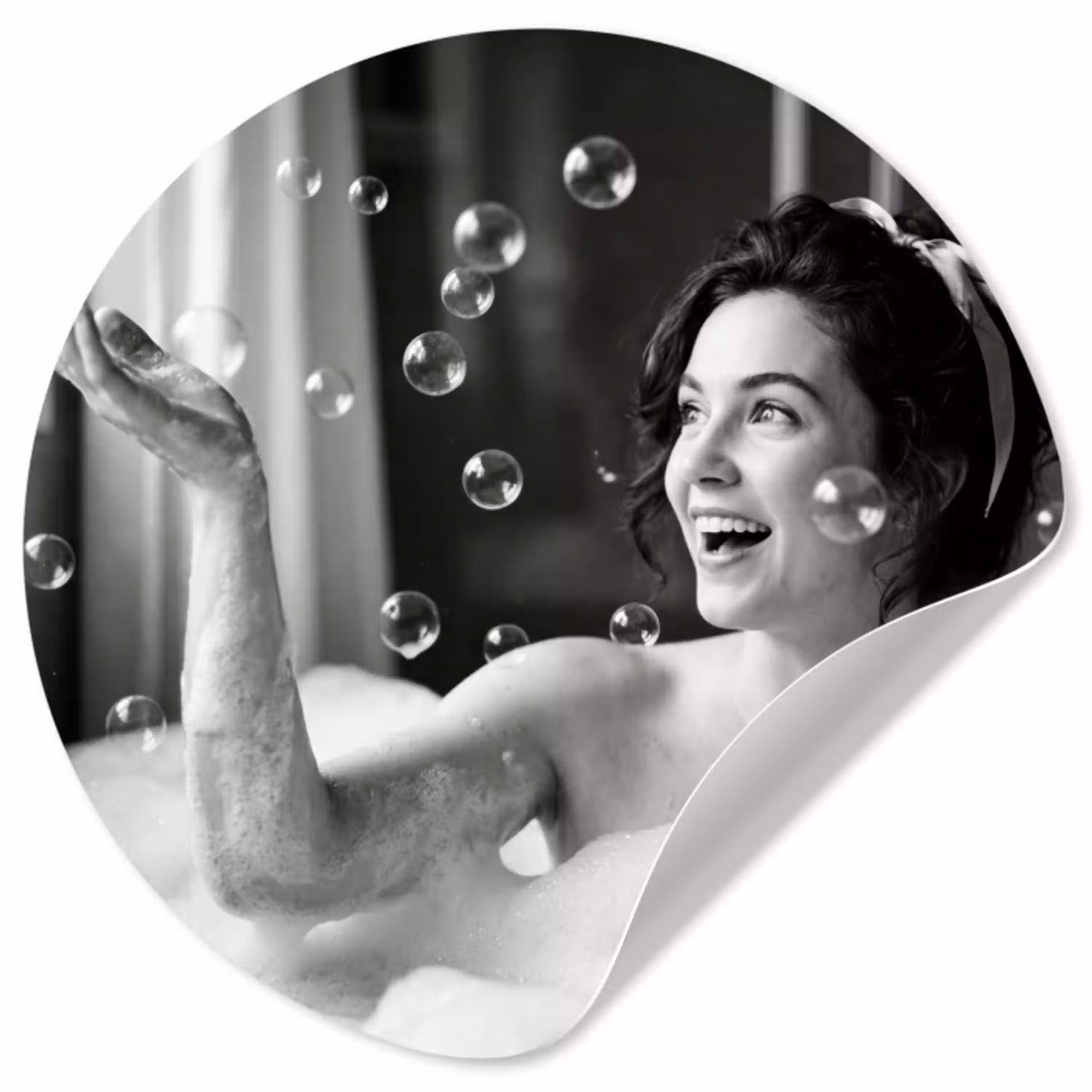 Bad - Bubbels - Zwart - Wit Wandcirkel behangsticker klein -3d