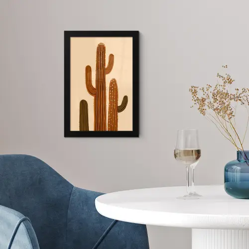 Cactus - Woestijn - Zand - Bruin fotolijst zwart zonder passe partout klein -sfeer4