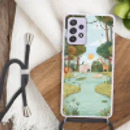 Jungle - Oase - Dieren - Kleurrijk Hoesje Samsung Galaxy A52 5G met koord klein -sfeer4