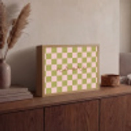Patroon - Geblokt - Olijfgroen - Amore Light Box met batterij (Wandlamp) middel -sfeer2