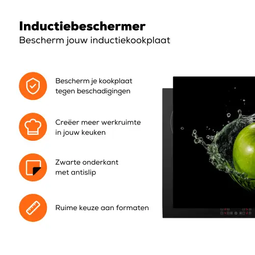 Appel - Groen - Fruit - Water - Zwart Inductie beschermer vinyl 3mm klein -zzzzzzz-td-ups
