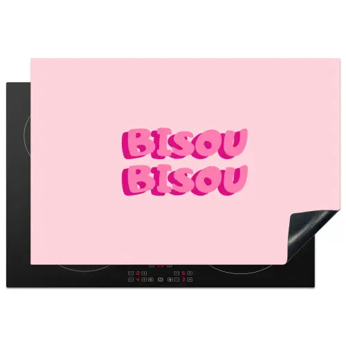 Bisou - Roze - Dikke letters Inductie beschermer vinyl 3mm klein -3d