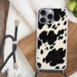Patroon - Vacht - Zwart - Wit Hoesje iPhone 16 Pro Max met koord klein -sfeer4