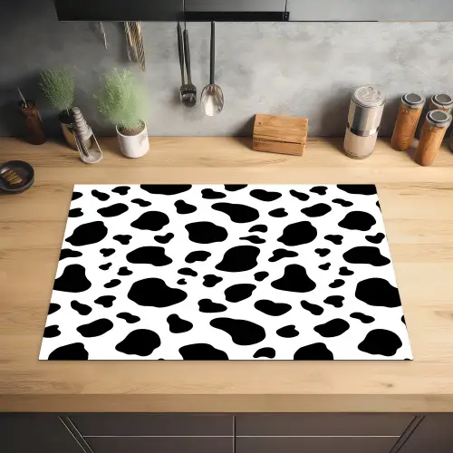 Vlekken - Zwart - Wit - Koe Inductie beschermer vinyl 3mm klein 276 -sfeer5