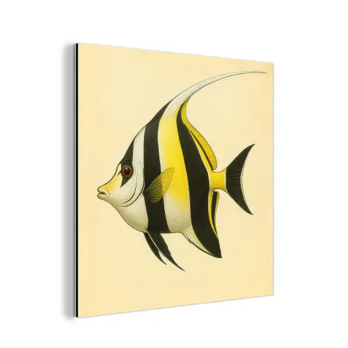 Vis - Sierlijk - Rugvin - Geel aluminium wit klein -3d