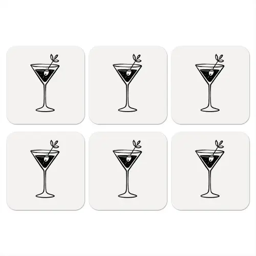 Cocktail - Glas - Olijf - Minimalistisch onderzetter kurk middel -3d