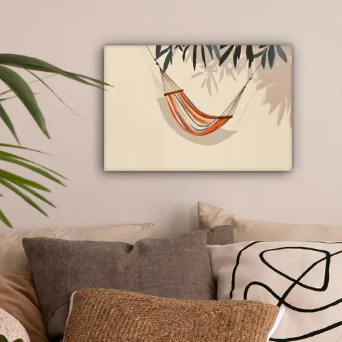 Hangmat - Kleurrijk - Bladeren - Schaduw canvas 2cm klein -sfeer1