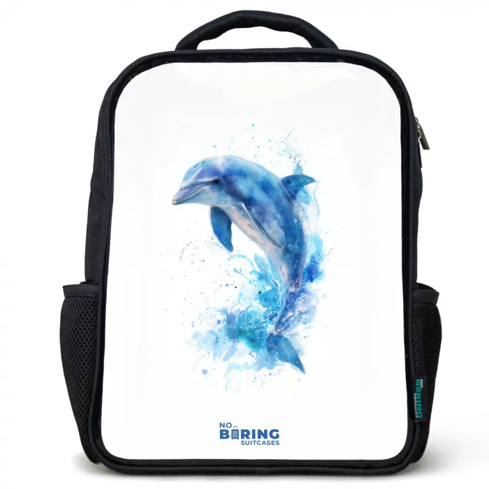 Springende blauwe dolfijn Rugzak - Zwart middel -3d