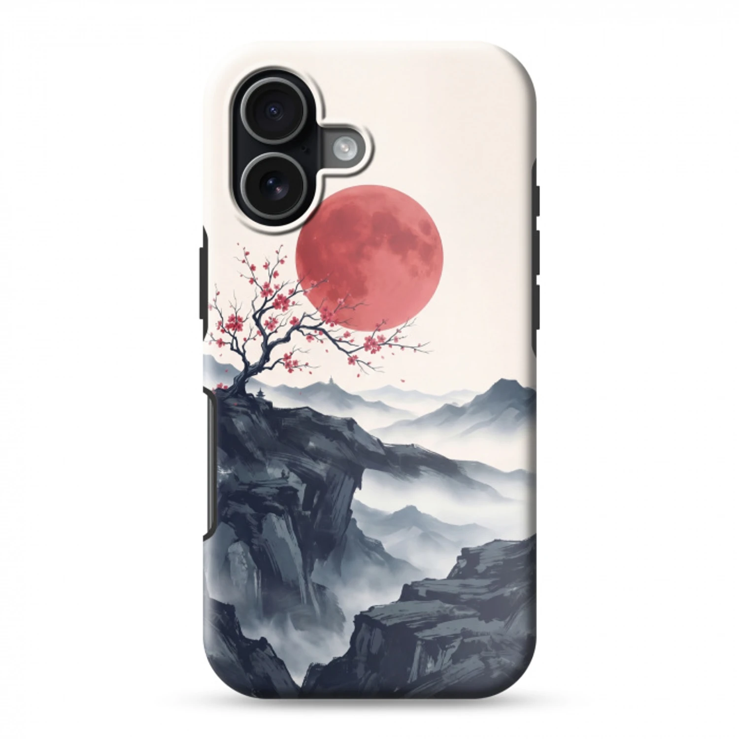 Kersenbloesem - Oosters - Rood Toughcase MagSafe Apple iPhone 17 klein -3d