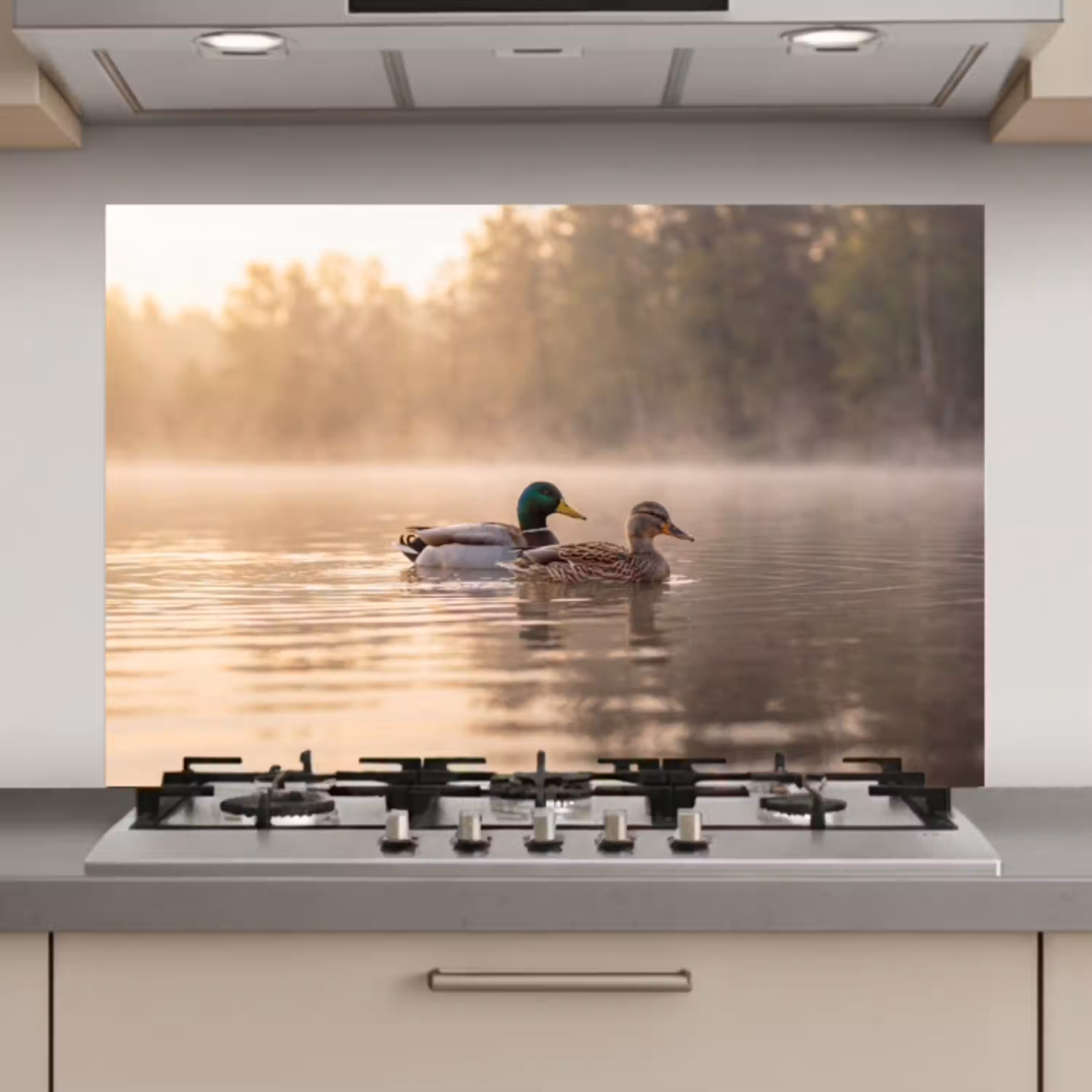 Eenden - Water - Mist - Natuur keuken achterwand spatscherm klein -3d_website